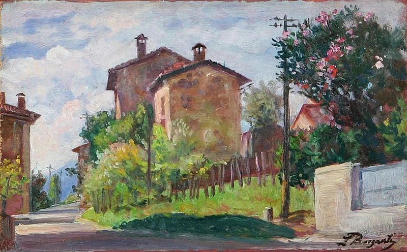 Paesaggio con via di paese